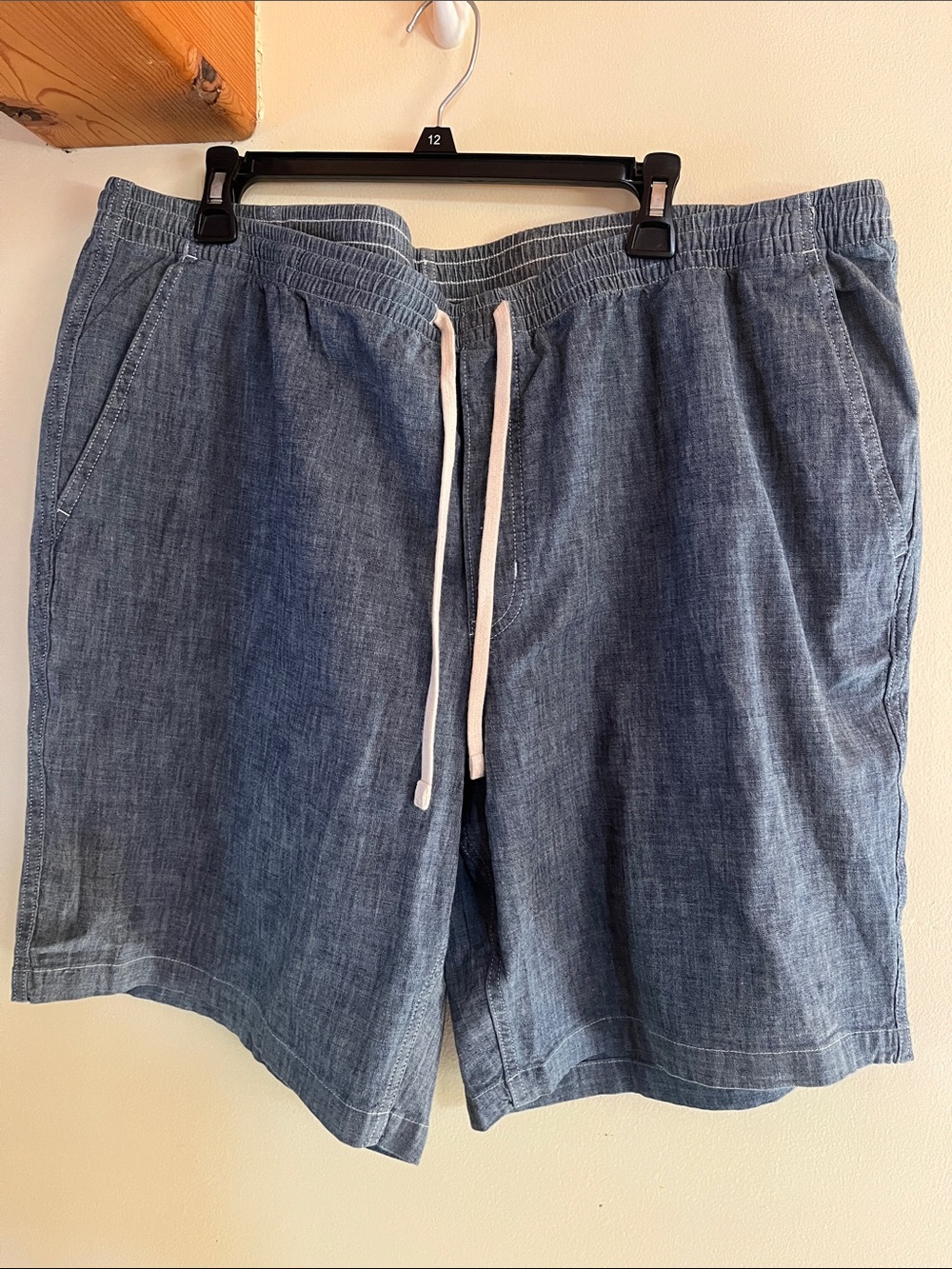 Lands' End Men's Chambray Drawstring Shorts - Blue